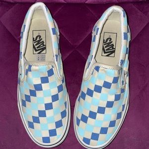 Vans Woman’s Blue Topaz Classic Checkerboard Slip Ons (size 6.5)